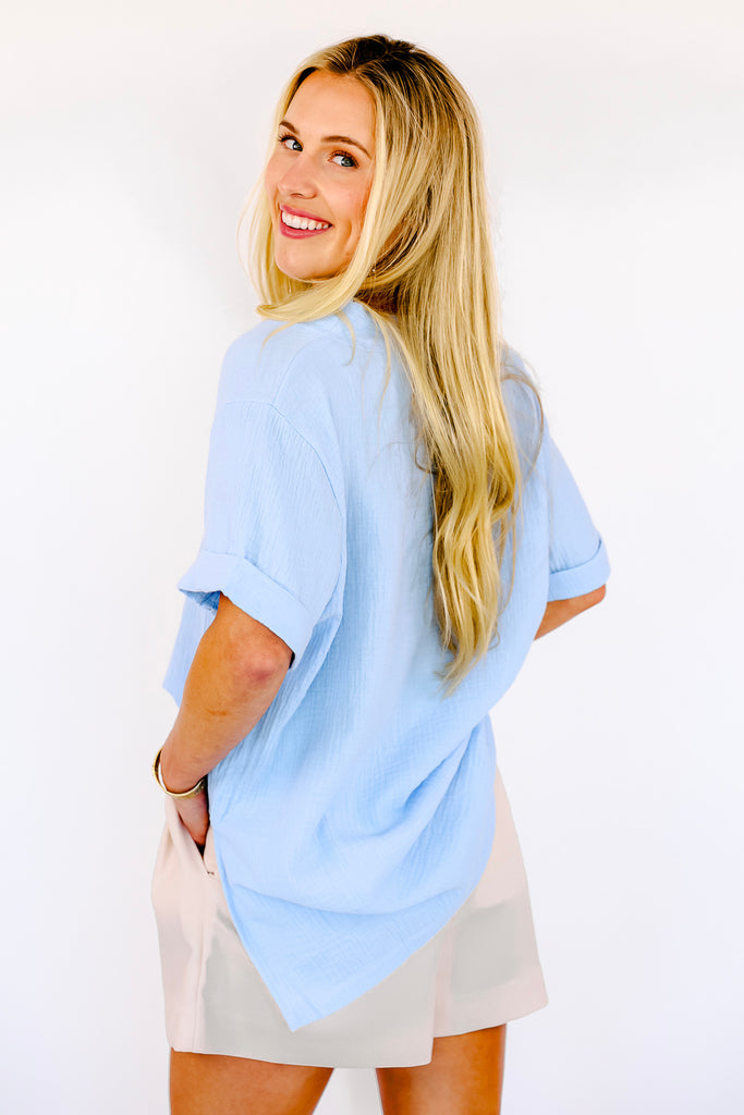 NEW!! Camden Gauze Top in Blue