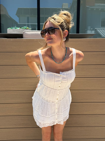 Charlize Cotton Mini Dress - White
