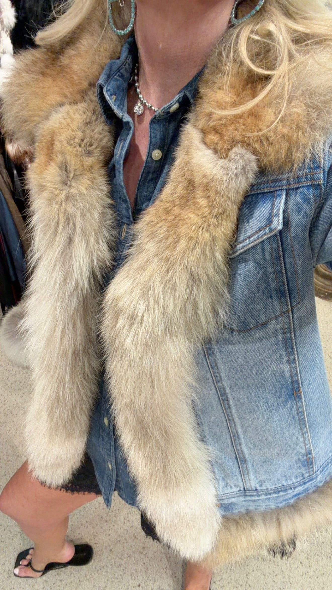 LIMITED EDITION! Denim Jacket w/ Vintage Coyote Trim