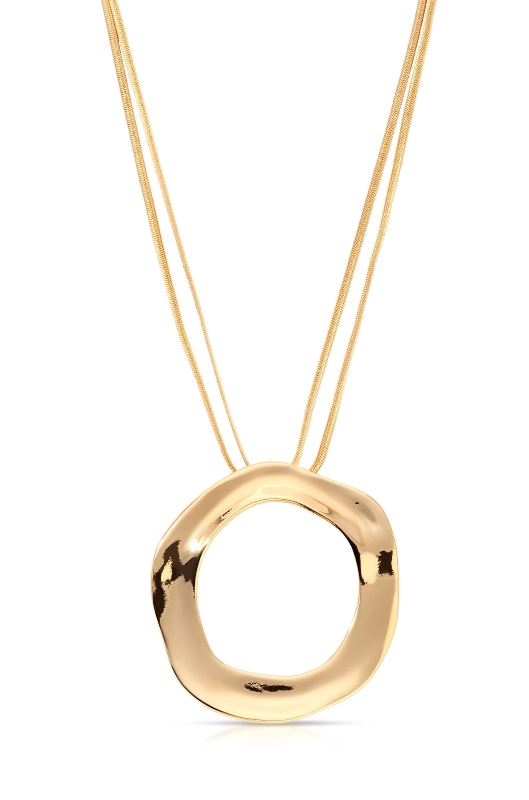 Open Circle Statement Necklace in Gold