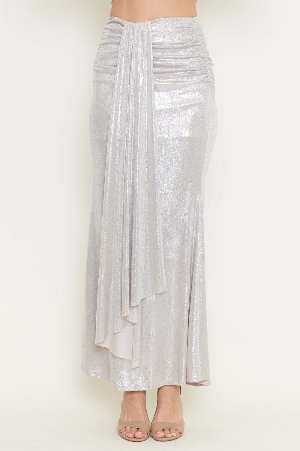 "Well Dressed" Foil Draped Midi Skirt