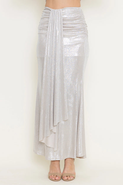 "Well Dressed" Foil Draped Midi Skirt