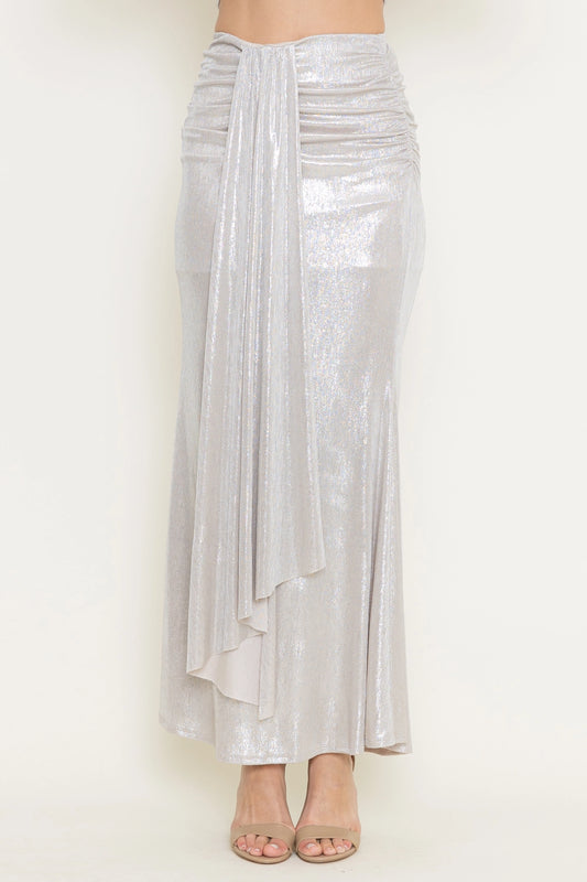 "Well Dressed" Foil Draped Midi Skirt
