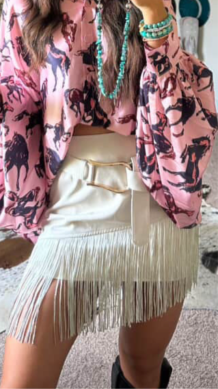 NEW!! "Smokeshow" Fringe Belted Mini Skirt