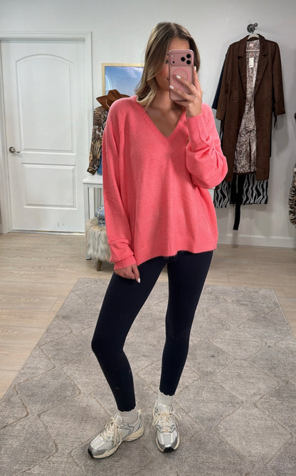 Anything Goes Knit Sweater in Coral
