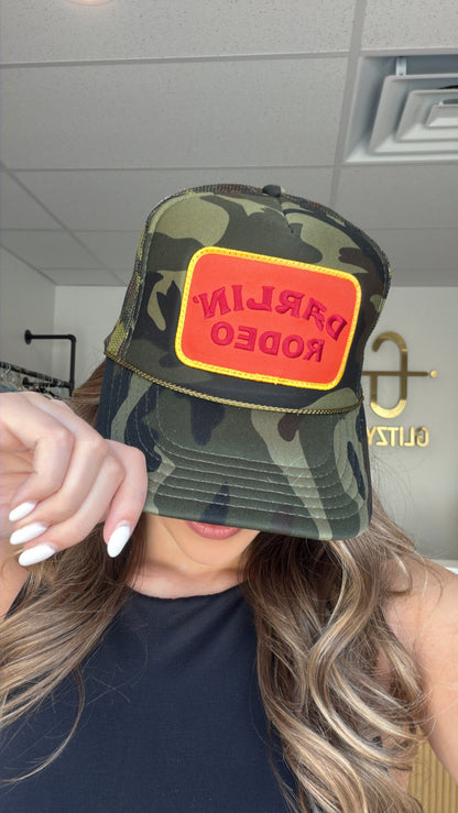 NEW!! Darlin' Neon Rodeo Patch Trucker in Camo