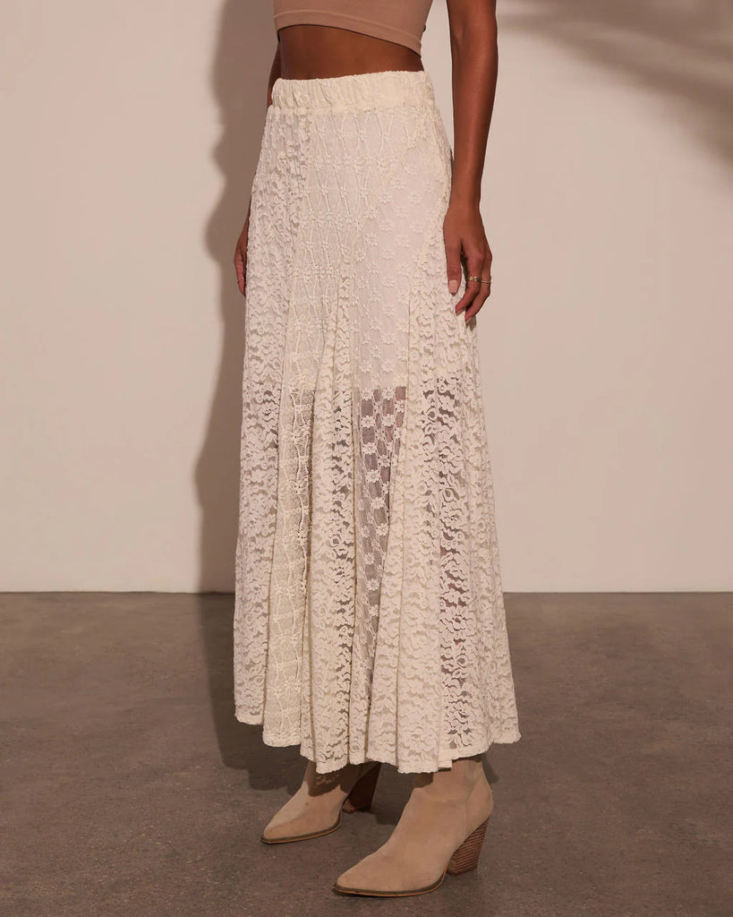 NEW!! The Kelsea Flowy Lace Maxi Skirt in Cream - PRE ORDER