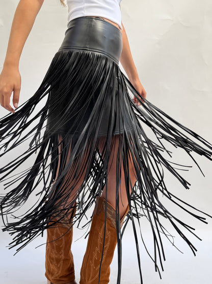 "Runway" Leather Fringe Skirt - PREORDER