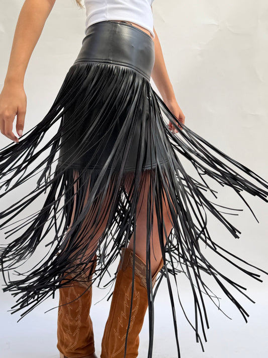"Runway" Leather Fringe Skirt - PREORDER