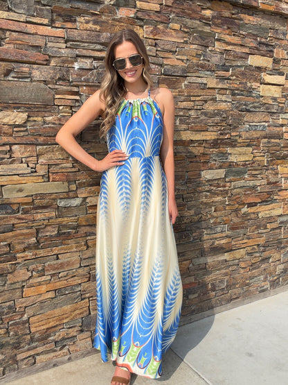 NEW!! The "Amalfi" Halter Maxi Dress in Peacock