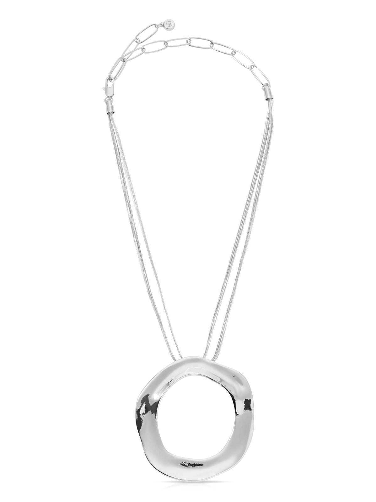 Open Circle Statement Necklace in Silver
