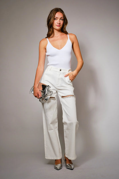 NEW!! The Nikki Denim Rhinestone Jean in White