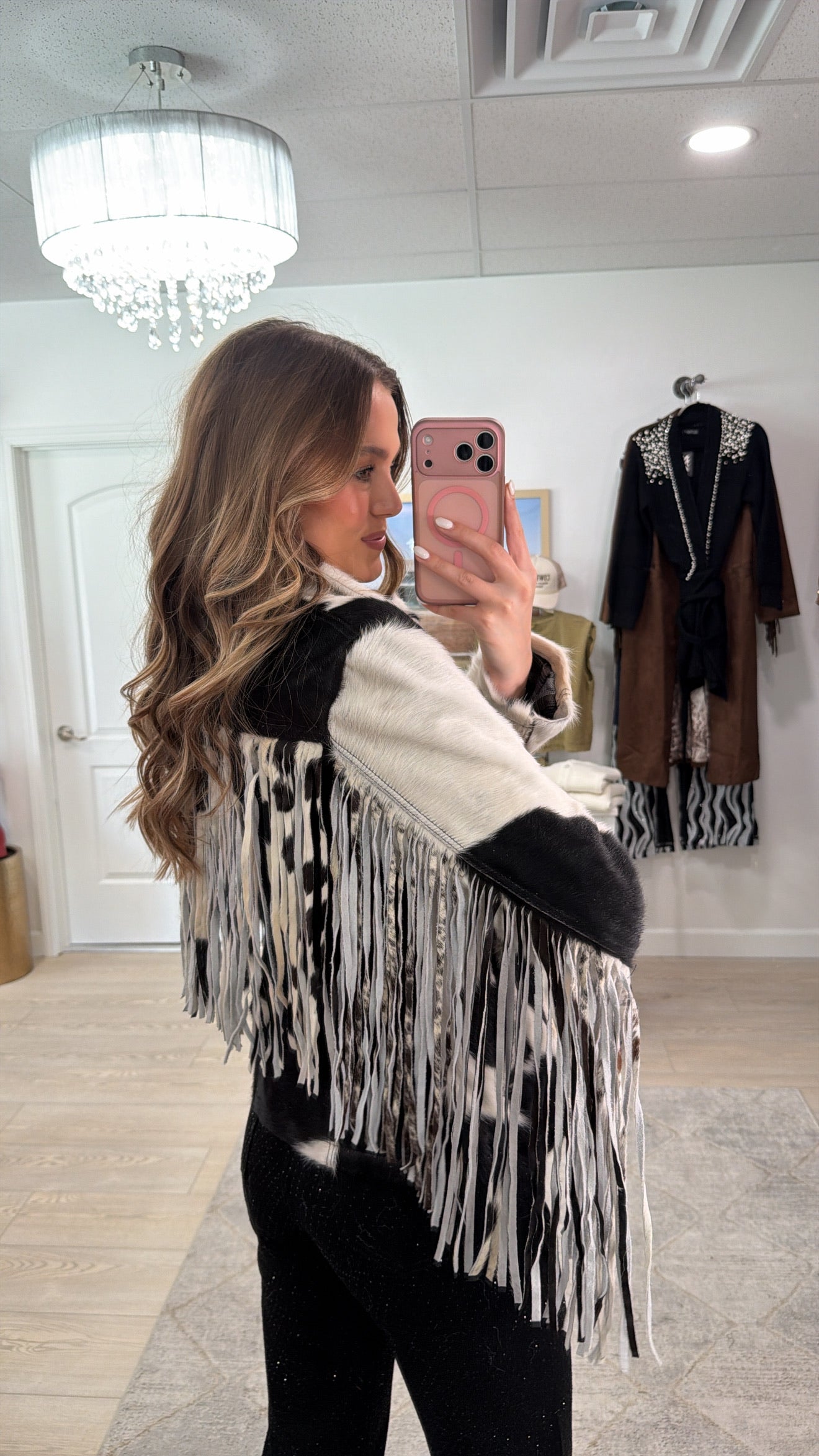 NEW!! Cowhide Jacket with Fringe #2 - Size Small