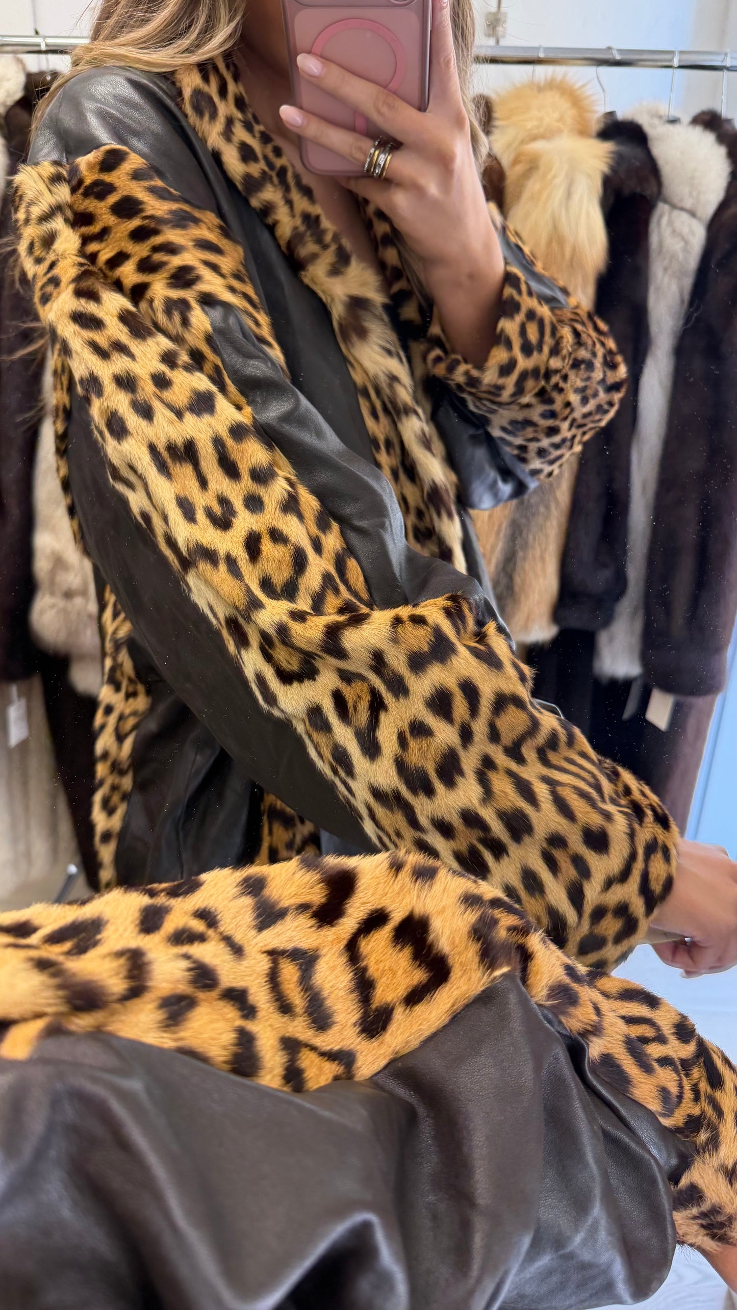 #31 Vintage Spotted Fur and Leather Jacket Size M/L