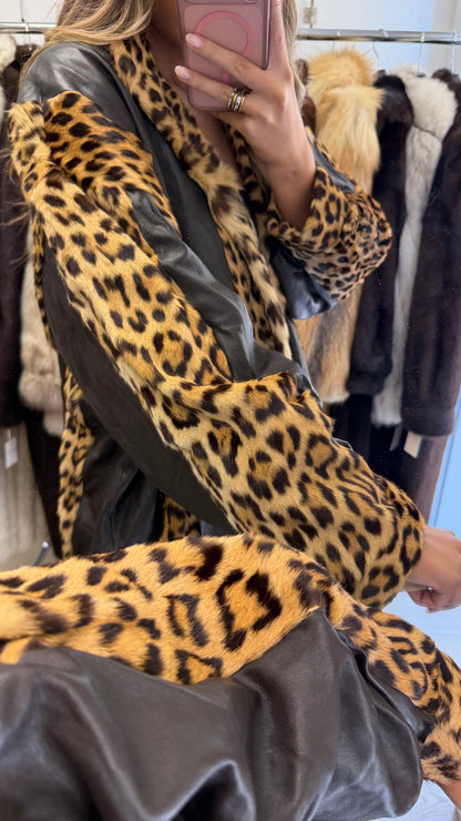 #31 Vintage Spotted Fur and Leather Jacket Size M/L