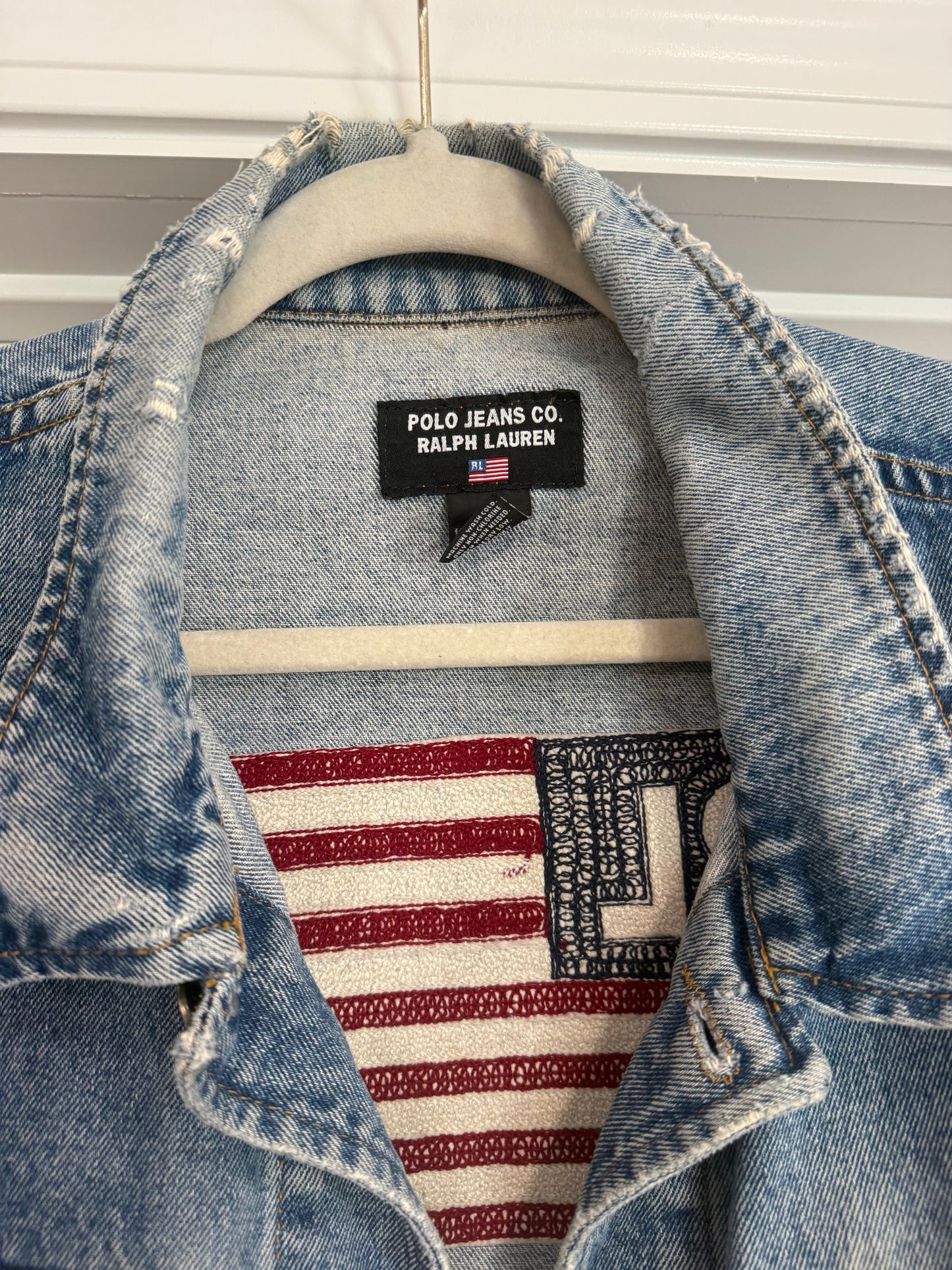 NEW!! Vintage Ralph Lauren Denim American Flag Jacket Size XL