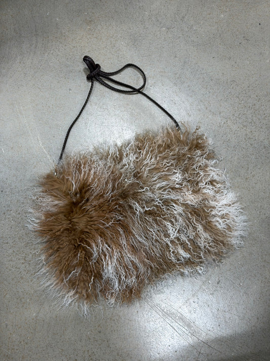 Genuine Vintage Mongolian Lamb Fur Bag
