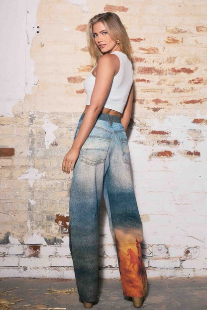 NEW!! Horse Print Barrel Jean