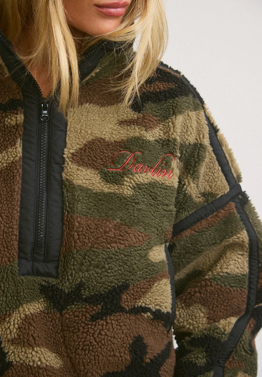“As seen on Katie Langley!” BIG SKY SHERPA HALF ZIP - WOODLAND CAMO