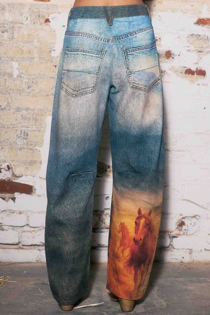 NEW!! Horse Print Barrel Jean
