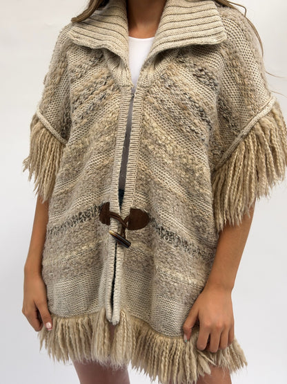 Vintage Cavalli Knit Fringe Poncho Size S/M