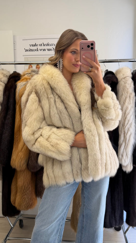 #15 Vintage Blue Fox Jacket Size S/M