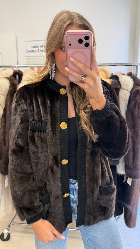 #33 Vintage Mahogany Mink Cardigan Size S/M