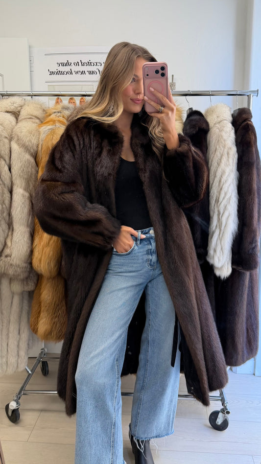 #22 Vintage Mahogany Mink Coat Size Medium