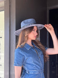 NEW!! GB ORIGINAL: The Luxe Banded Suede Hat in Denim Blue