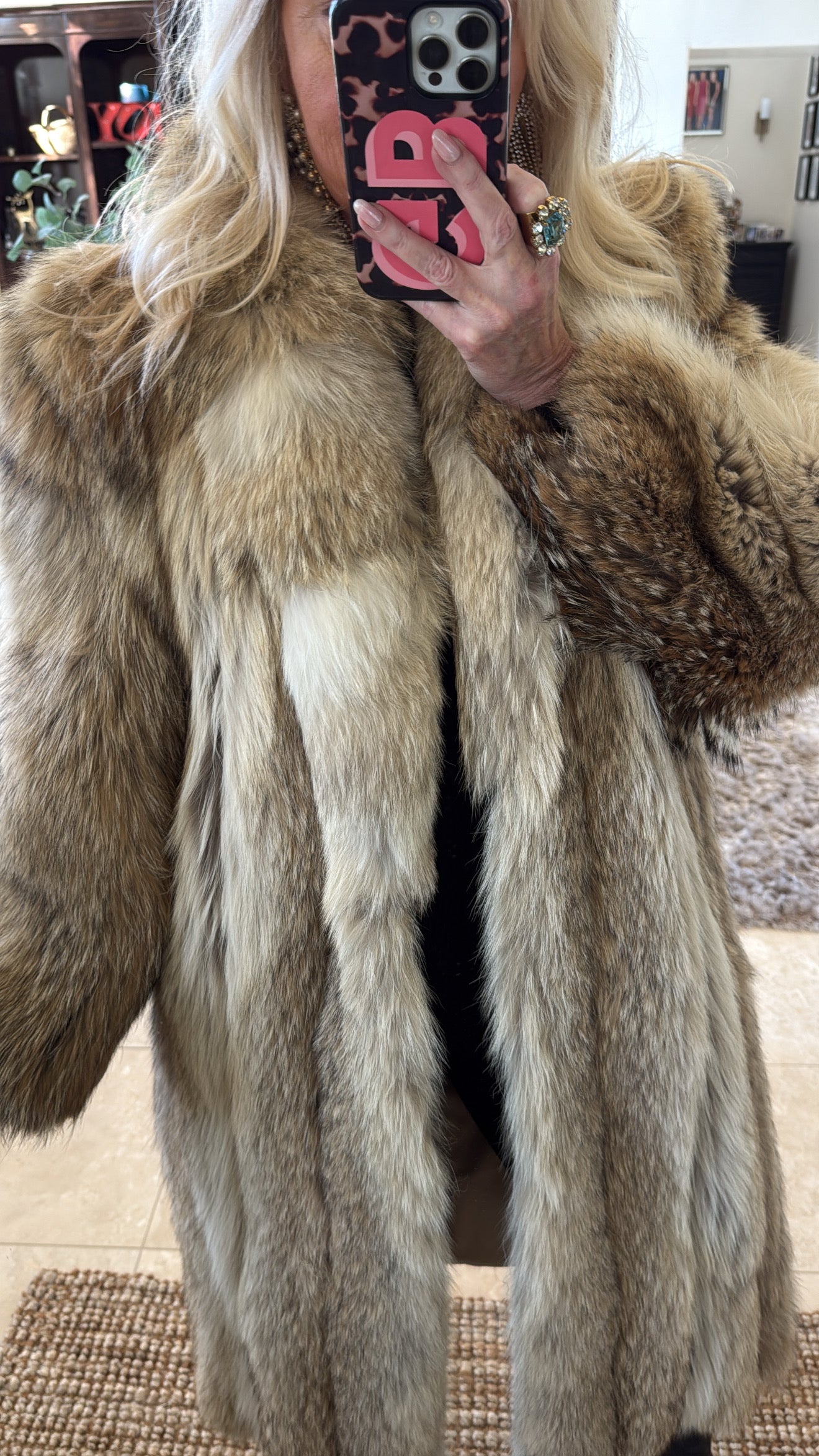 #37 Vintage Coyote Fur Full Length Coat