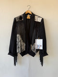 NEW!! Designer Vintage Blazer with Cowhide Fringe in Black by Westerly - Option #1, Size Small