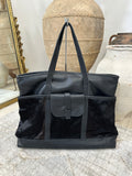 EXCLUSIVE!! Leather and Cowhide Travel Bag in Black