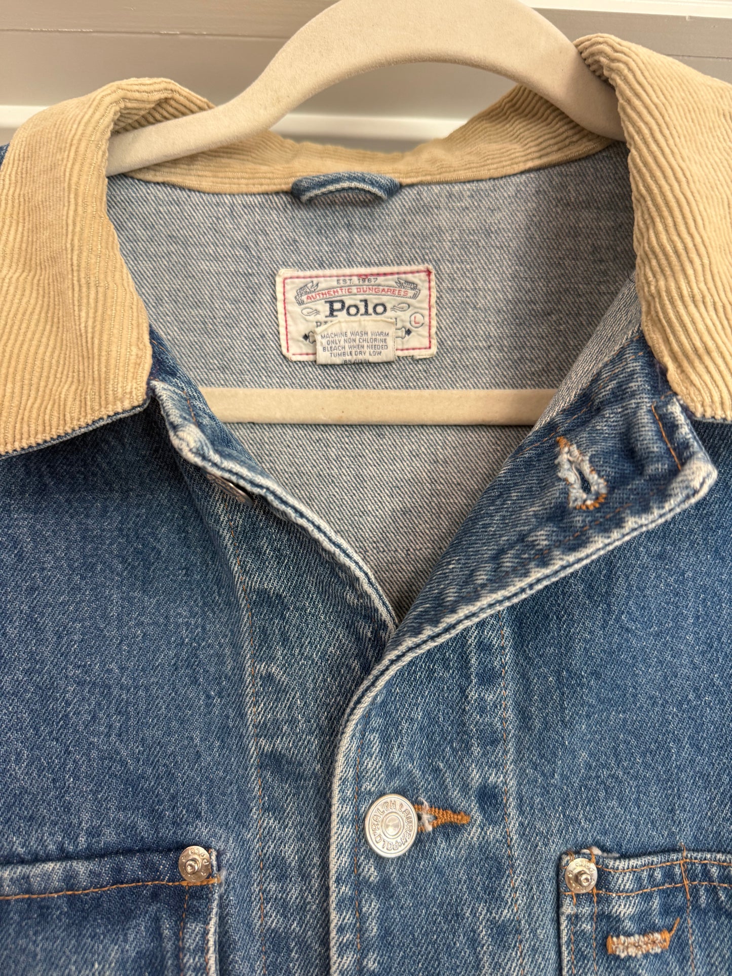 NEW!! Vintage Ralph Lauren Denim Flag Jacket Size Large