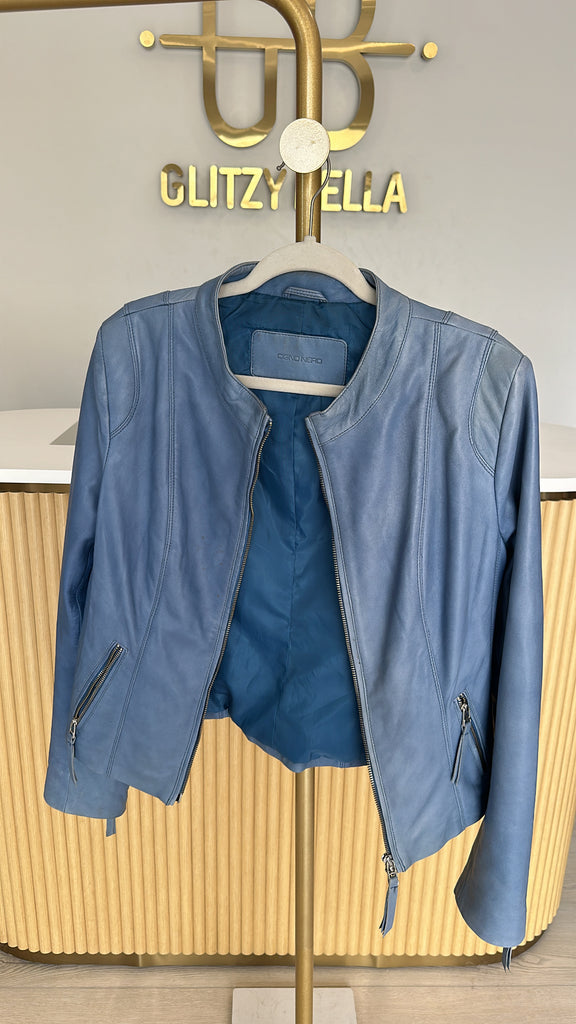 NEW!! Vintage Italian Leather Jacket in Blue Size M