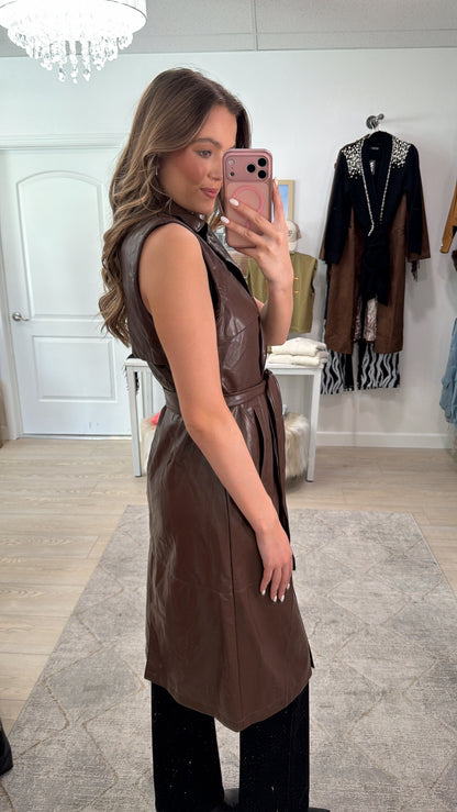 FINAL SALE!! Milano Faux Leather Longline Vest