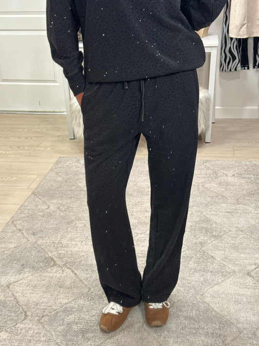 NEW!! "Off Duty" Rhinestone Sweatpants in Black