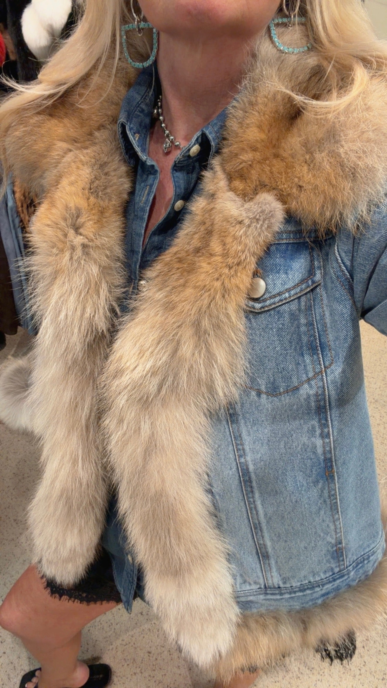 LIMITED EDITION! Denim Jacket w/ Vintage Coyote Trim