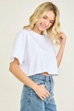 AS SEEN ON CASSIDY! The “Brooklyn" Cropped Rhinestone Tee in 5 Colors - PREORDER