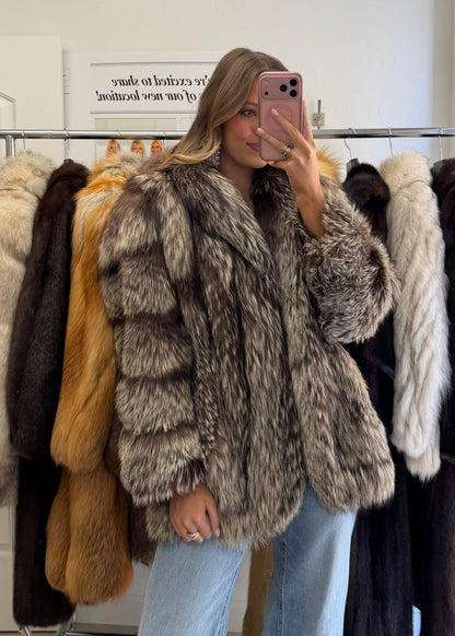 #28 Vintage Silver Saga Fox Jacket Size M/L