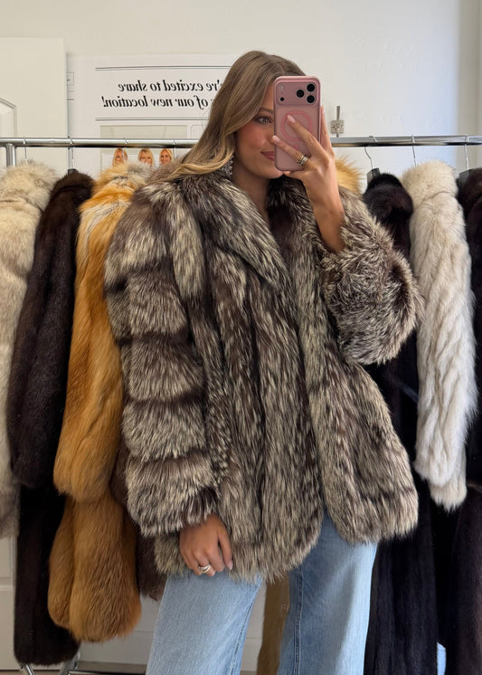 #28 Vintage Silver Saga Fox Jacket Size M/L