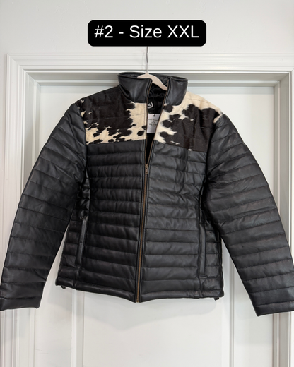 Men's Cowhide Puffer Jacket in Black