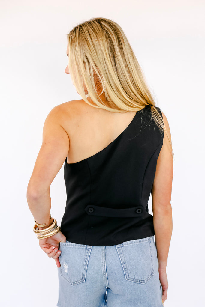 NEW!! One Shoulder Button Down Vest