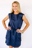 NEW!! Levi Navy Silk Mini Dress in Navy