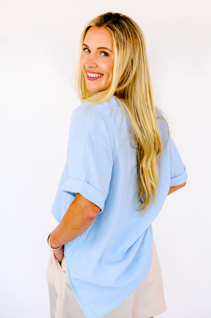 NEW!! Camden Gauze Top in Blue