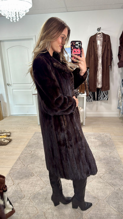 #29 Vintage Mahogany Mink Fur Coat Size Small