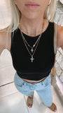 NEW!! Gold Cross & Chain Layered Necklace