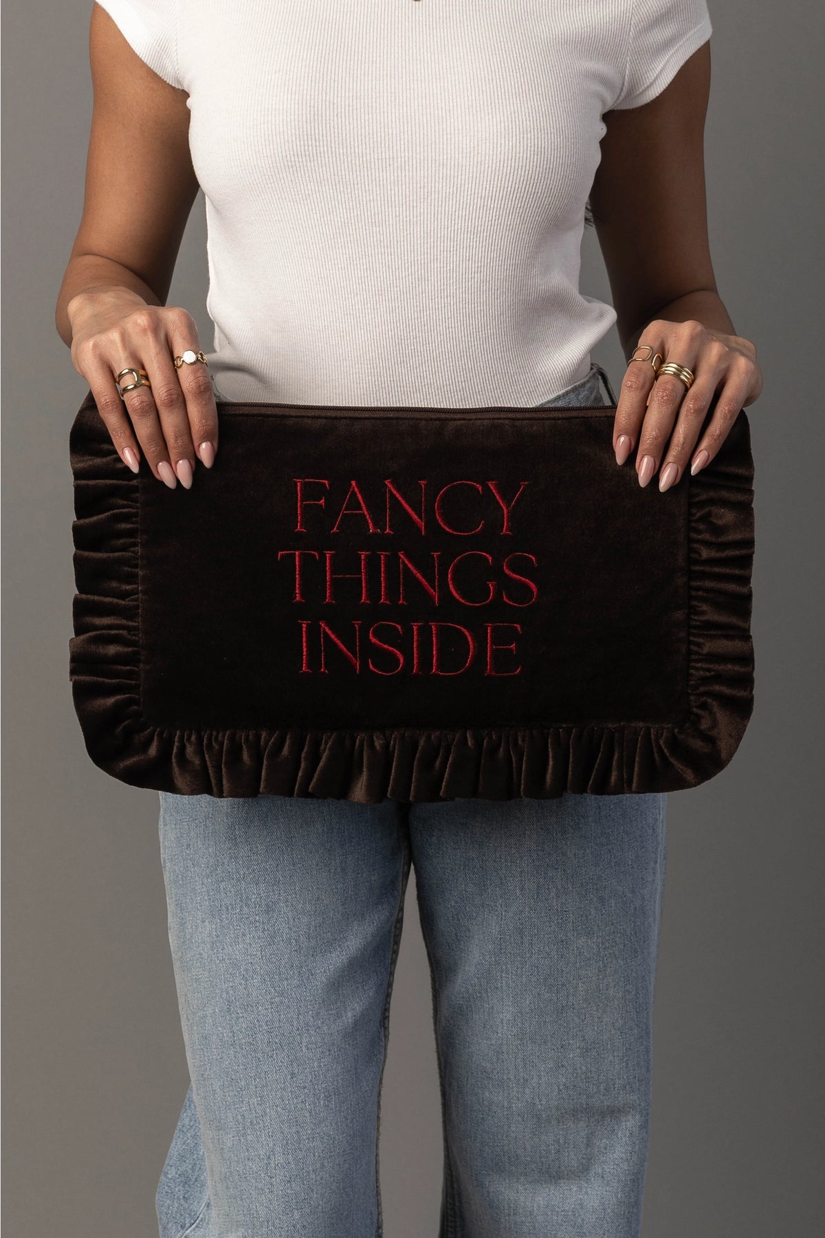 "Fancy Things Inside" Velvet Travel Pouch