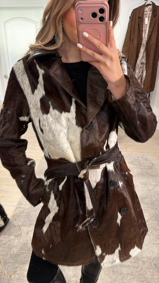 LIMITED EDITION! Cowhide Trench Coat #2 Size Small