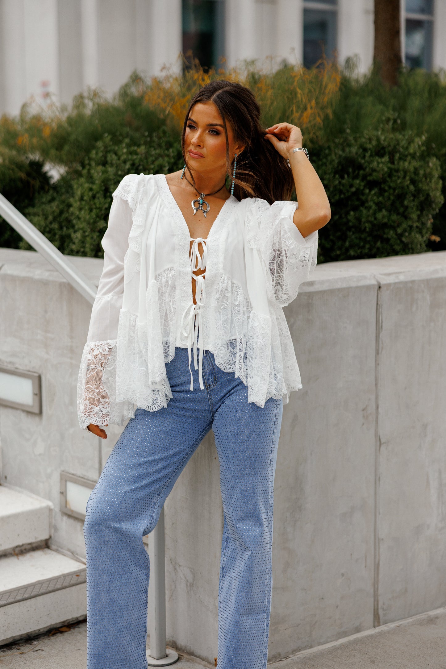 NEW!! "Canyon" Lace Trim Top in White