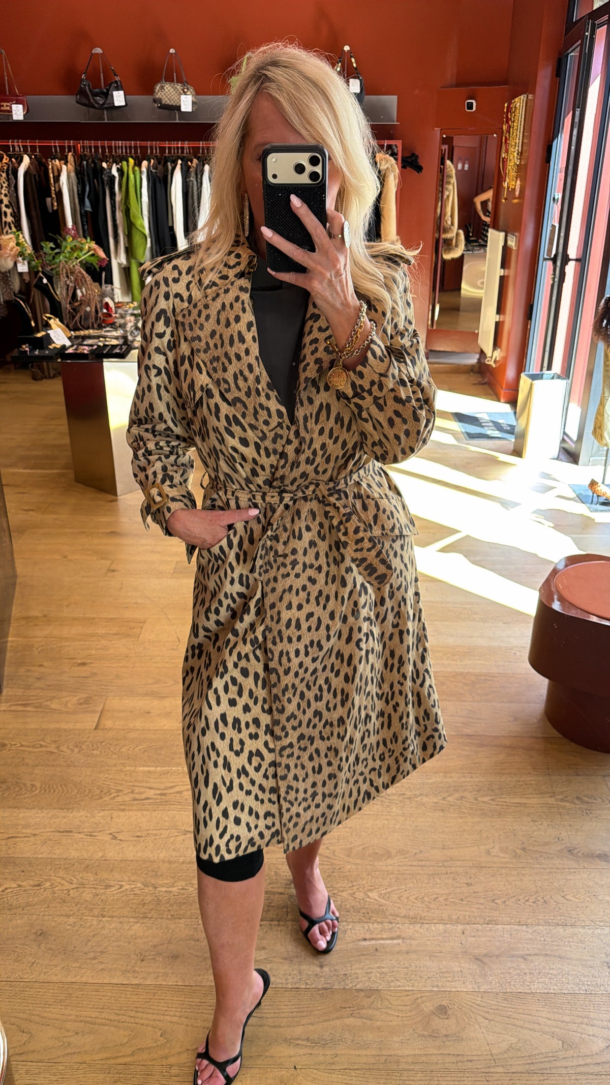 Vintage Spotted Trench Coat Size S/M